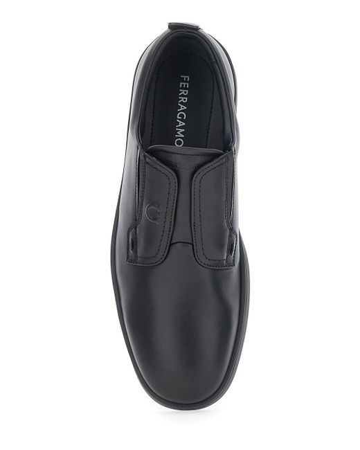 Ferragamo Black 'Alfie' Sneakers With Gancini Detail On The Side And Embossed Logo Lettering On The Side for men