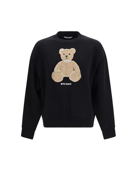 Palm Angels Black Bear Sweatshirt Cotton; Elastane Sweatshirts for men