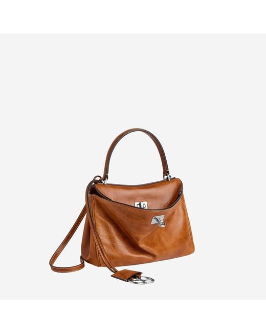 Balenciaga Brown Shoulder Bag Rodeo Mini Calfskin Leather