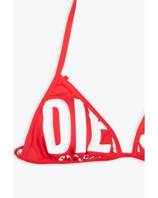 DIESEL Bfb-sees Red Lycra Swim Bikini Top With Logo - Bfb Sees