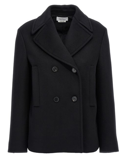 Alexander McQueen Black Felt Double-Breasted Coat