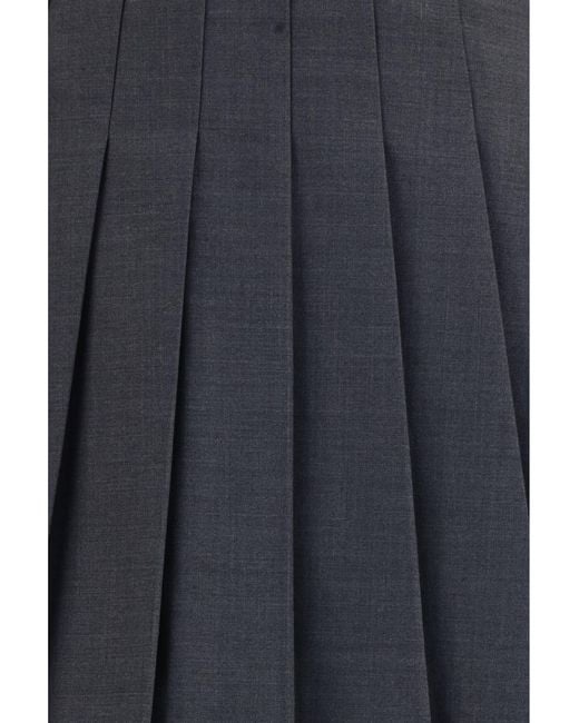 Self-Portrait Blue Pleated Mini Skirt Polyamide; Wool Ovis Aries