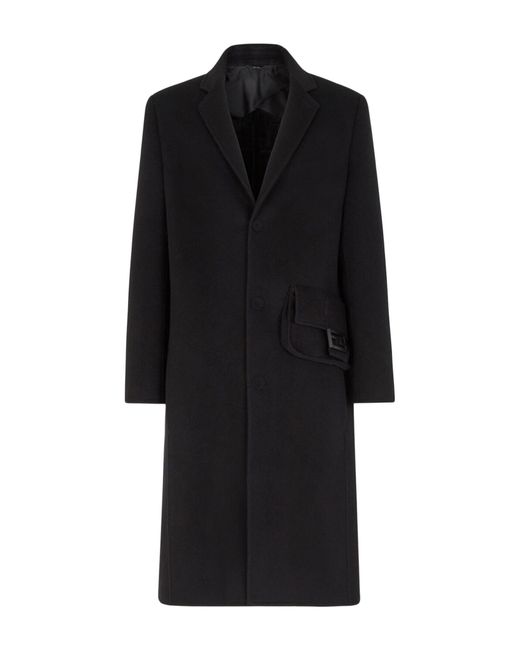 Fendi Black Coat Sb Wool Ff Double Bag for men