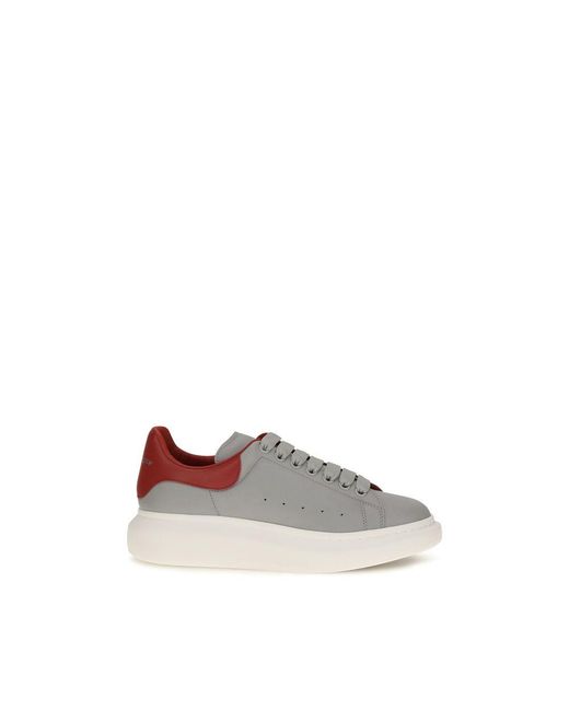 McQueen Gray Calf Leather Bos Taurus Platform Sneakers for men