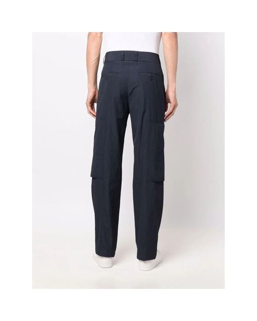 Ferragamo Blue Multi-Pocket Seersucker Trousers for men