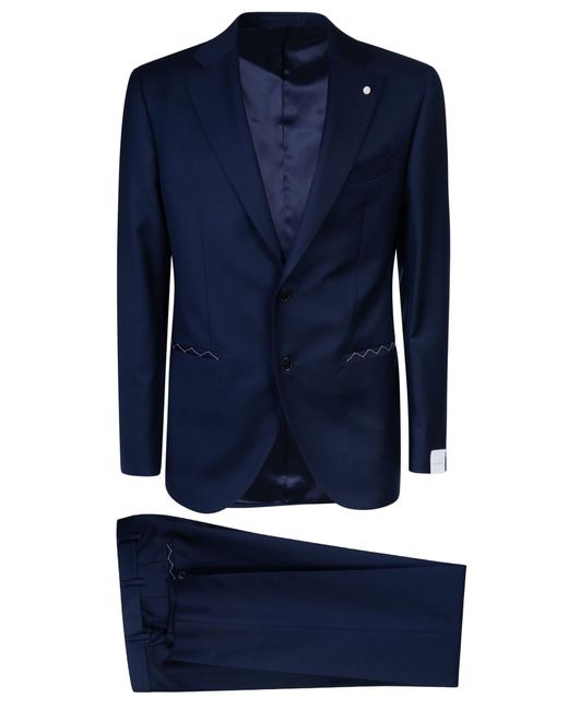 Luigi Bianchi Blue Two-button Fitted Suit for men