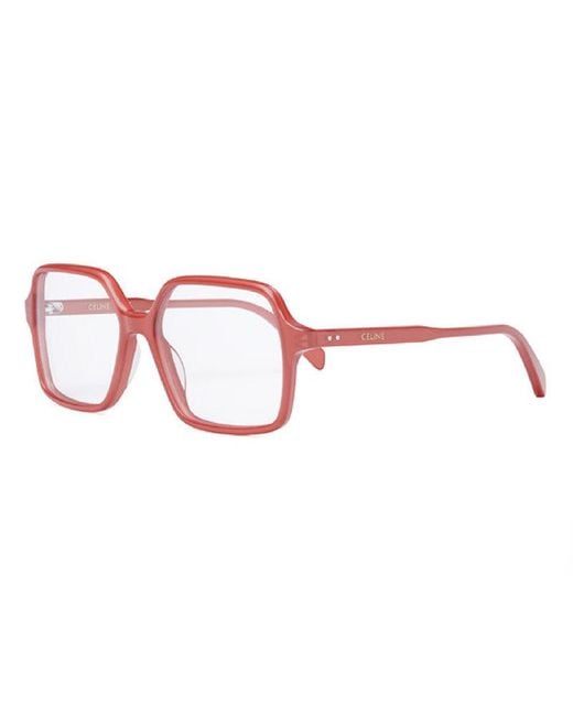 Céline Red Eyeglasses Square Full Rim, Translucent Frame And Clear Demo Lenses Lens Cl50126I066