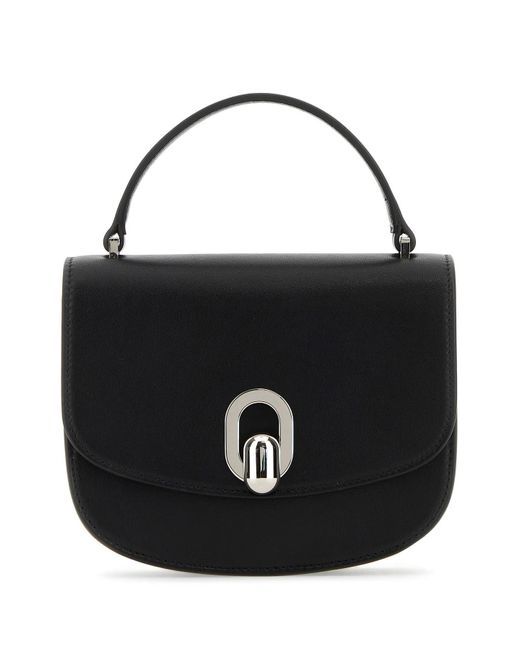 SAVETTE Black Leather Mini Tondo Handbag