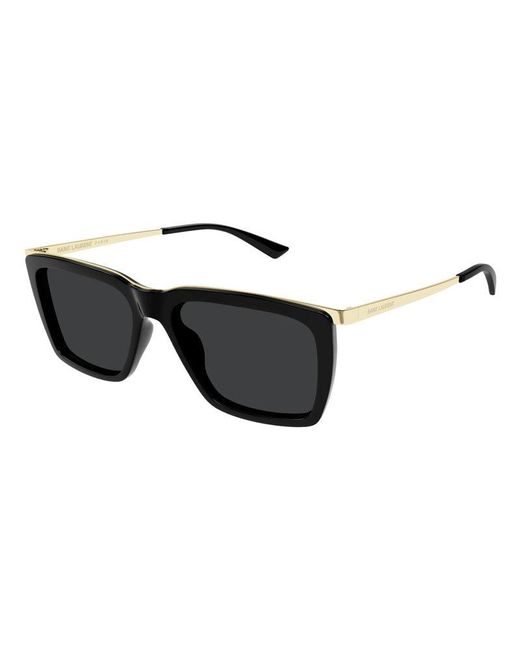 Saint Laurent Black Sunglasses Square Full Rim, Shiny- Frame And Lens Sl765001 for men