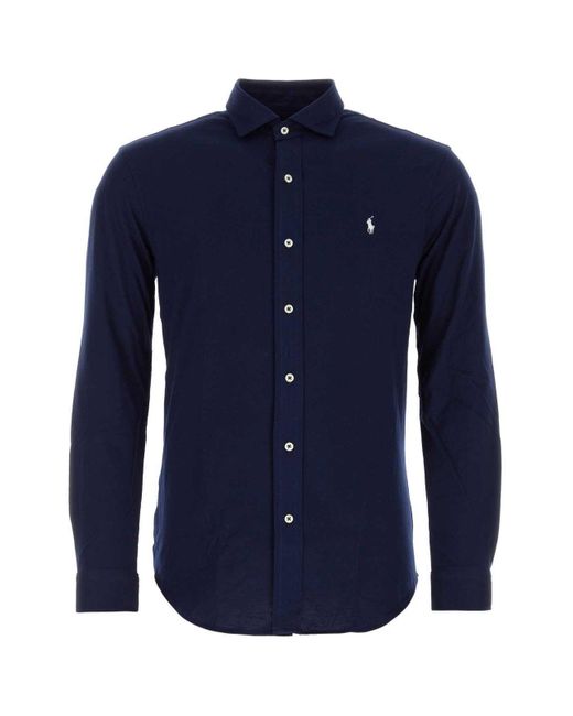 Polo Ralph Lauren Blue Stretch Cotton Shirt for men