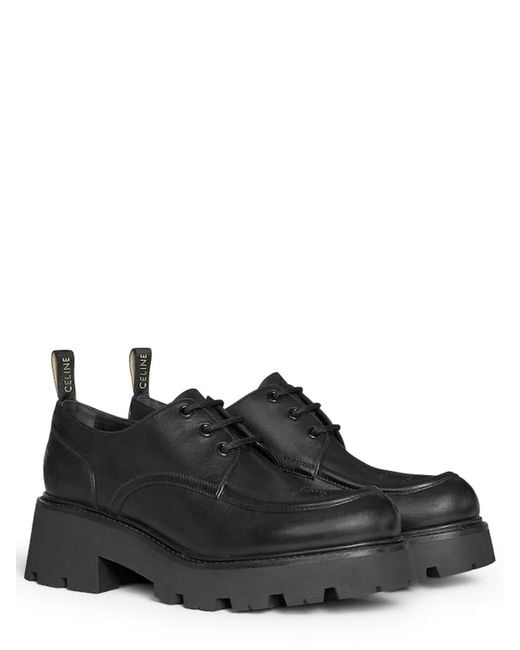 Céline Black Derby Triomphe Leather Bull Lace-Up Shoes