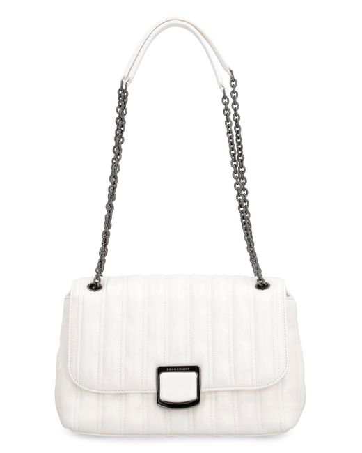 Longchamp White Brioche Leather Shoulder Bag