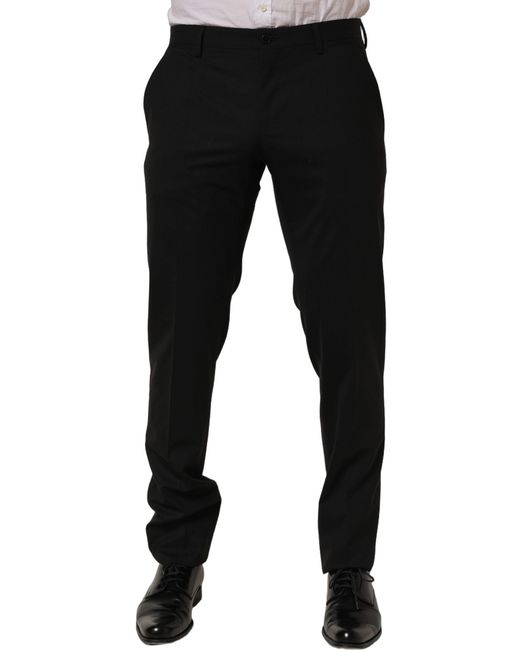 Dolce & Gabbana Black Wool Skinny Leg Dress Trouser Pants Virgin Elastane for men