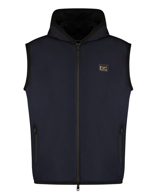 Dolce & Gabbana Blue Sporty Zipper Vest Polyamide Waistcoats & Gilets for men