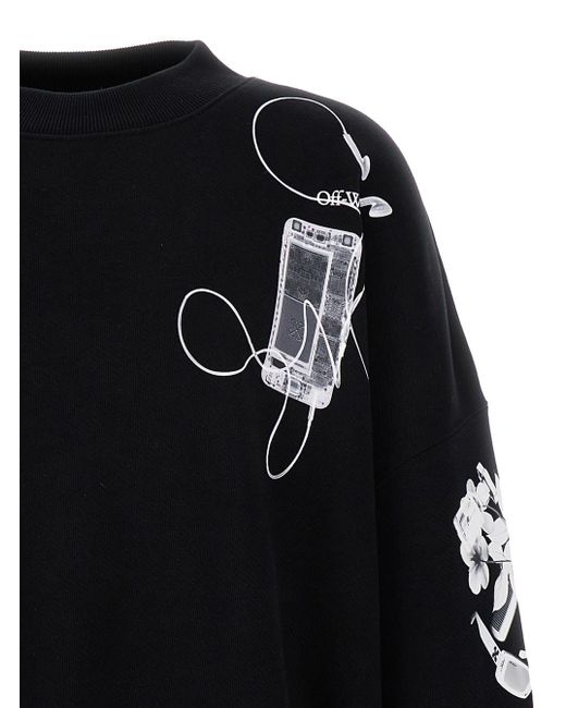 Off-White c/o Virgil Abloh Black Sweatshirt With Scan Arrow Detail for men