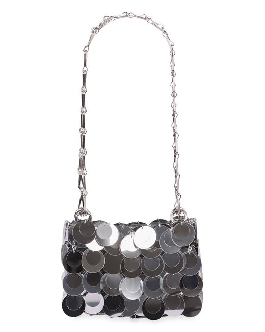 Rabanne White Sparkles Discs Nano Bag