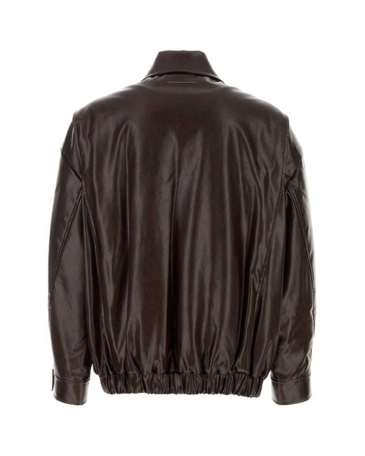 MM6 by Maison Martin Margiela Brown Chocolate Synthetic Leather Jacket for men