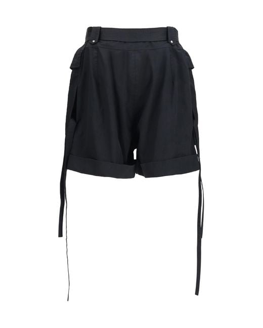 McQueen Black Cotton Shorts With Belt Bermuda