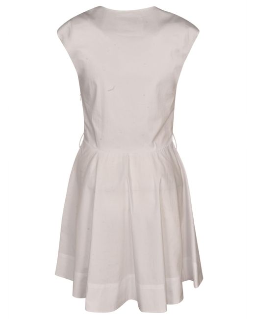 Blugirl Blumarine White V-Neck Sleeveless Flare Dress