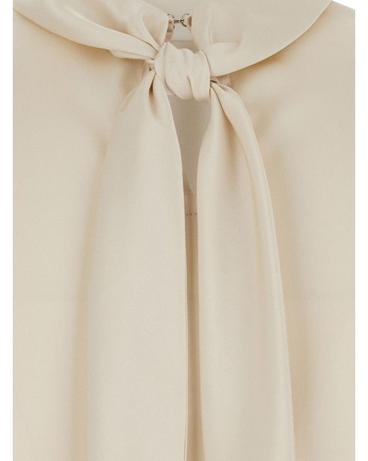 Le Plain White Blouse High-Neck Satin Blouses
