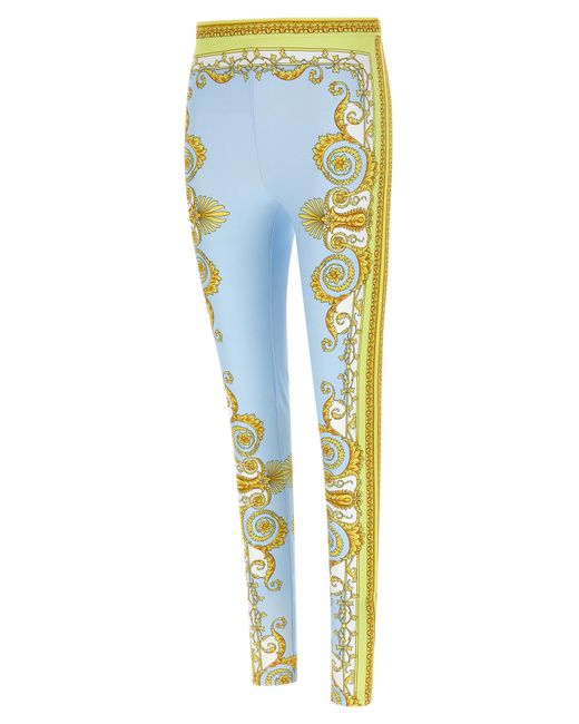 Versace Blue 'Spring Barocco' Leggings