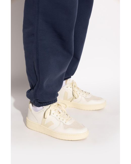 Veja White Sports Shoes 'V-10 Prime Leather' for men