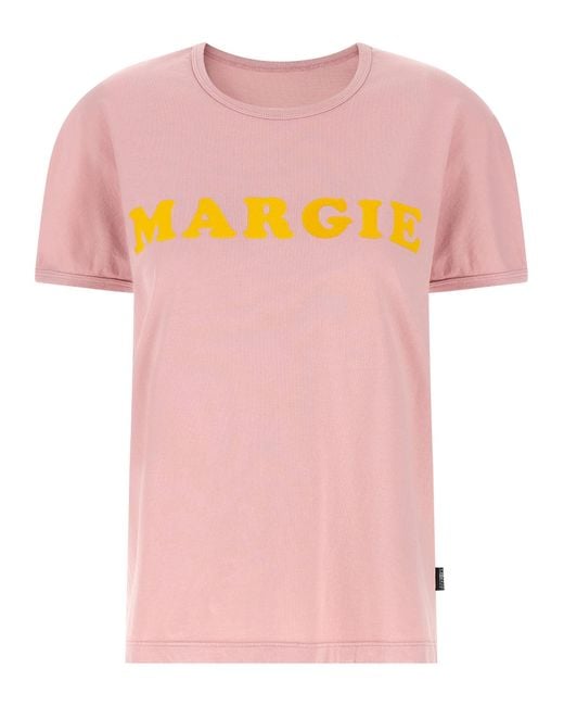 MM6 by Maison Margiela Pink Arc Print T-Shirt Cotton