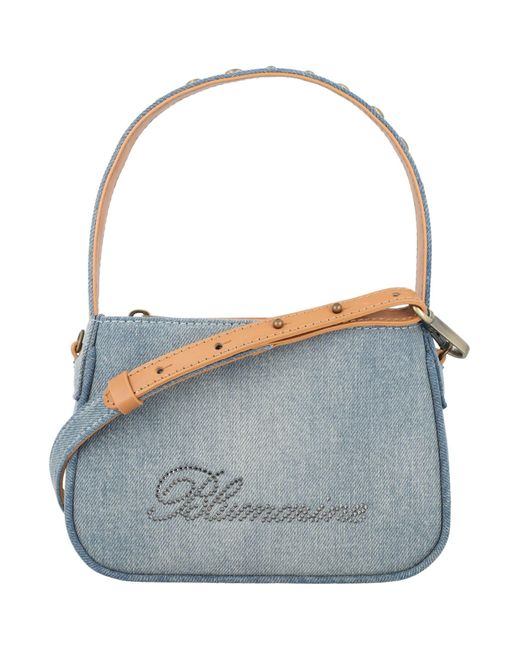 Blumarine Blue Rhinstone Logo Denim Bag