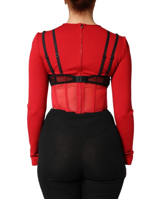 Dolce & Gabbana Red Nylon Bralette-Style Cropped Top And 06+Pa+Vi