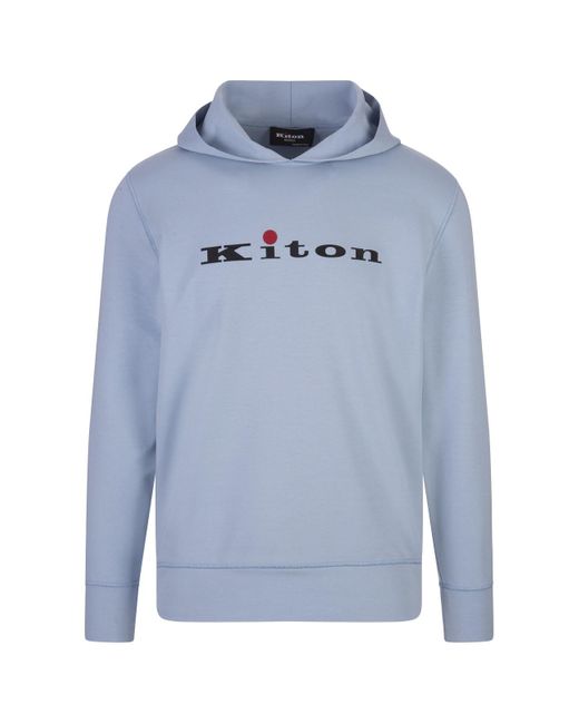 Kiton Blue Light Hoodie With Logo for men