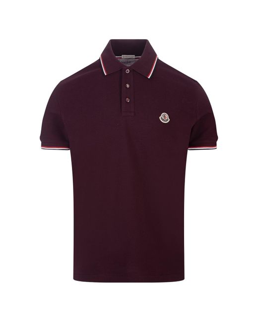 Moncler Brown Short-sleeved Polo With Embroidered Logo for men