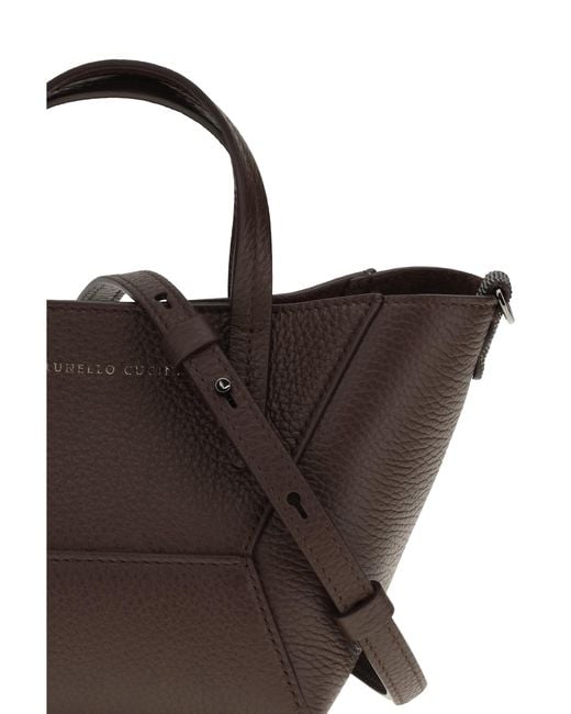 Brunello Cucinelli Brown Leather Handbag Calf Bos Taurus Shoulder Bags