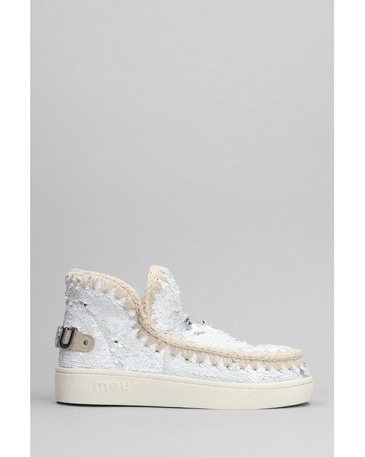 Mou White Eskimo New Low Heels Ankle Boots