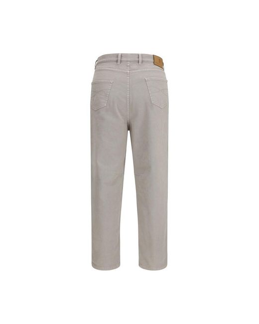 Brunello Cucinelli Gray Beige Cotton Casual Pants for men