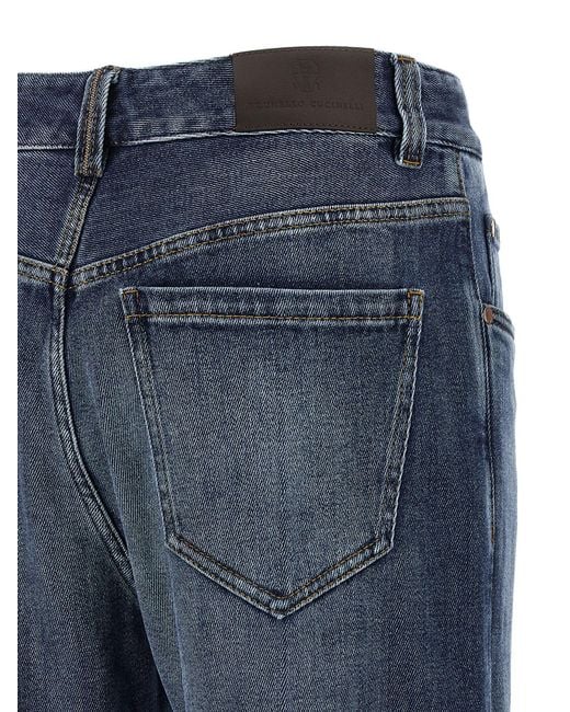 Brunello Cucinelli Blue Cotton Relaxed Fit Jeans Clothing