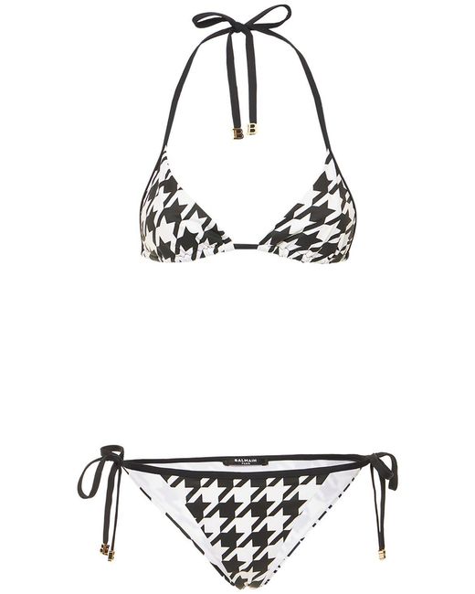 Balmain White Bikini With Triangle Top