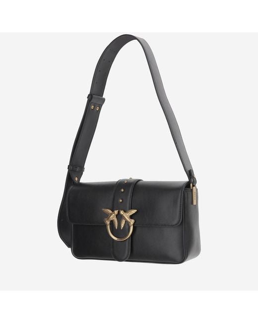 Pinko Black Leather Shoulder Bag