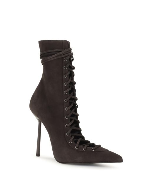 Le Silla Black Ankle Boots Colette Suede Calf Leather