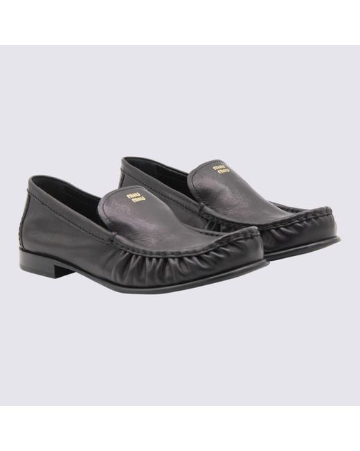 Miu Miu Black Leather Loafers