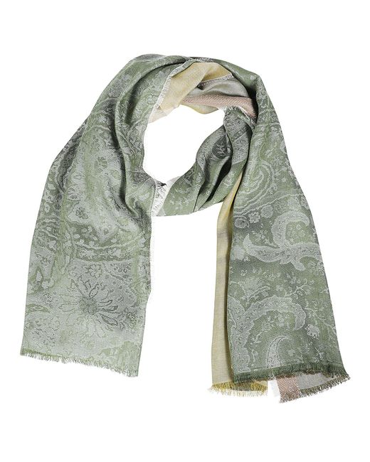 Etro Green Double Layer Scarf for men