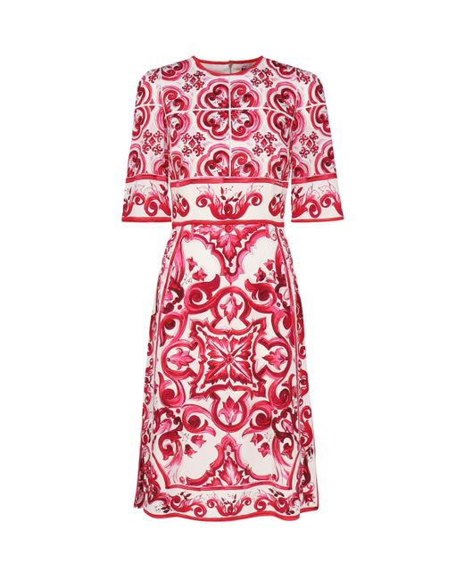 Dolce & Gabbana Red Fuchsia Majolica Dress