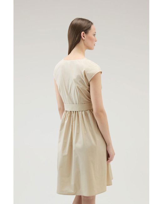Woolrich Natural Poplin Midi Dress