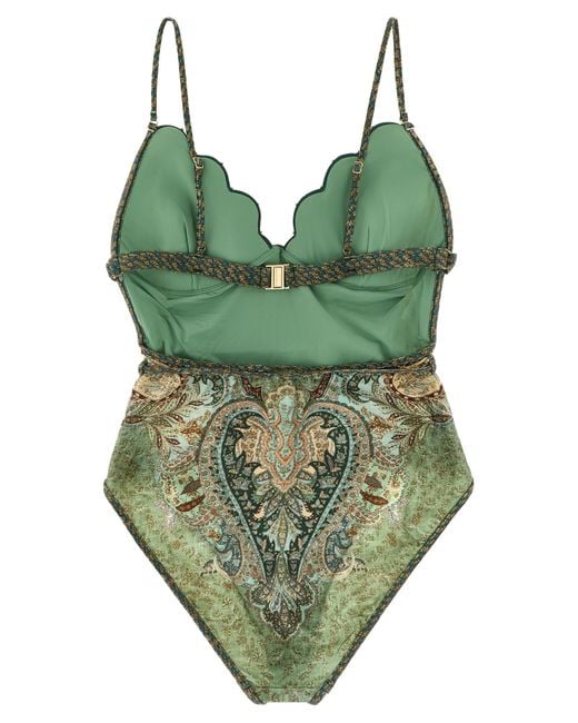 Zimmermann Green 'wanderlust' One-piece Swimsuit
