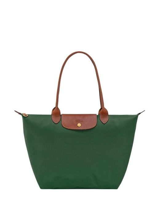 Longchamp Green 'Le Pliage Original' Tote Bag With Embossed Logo