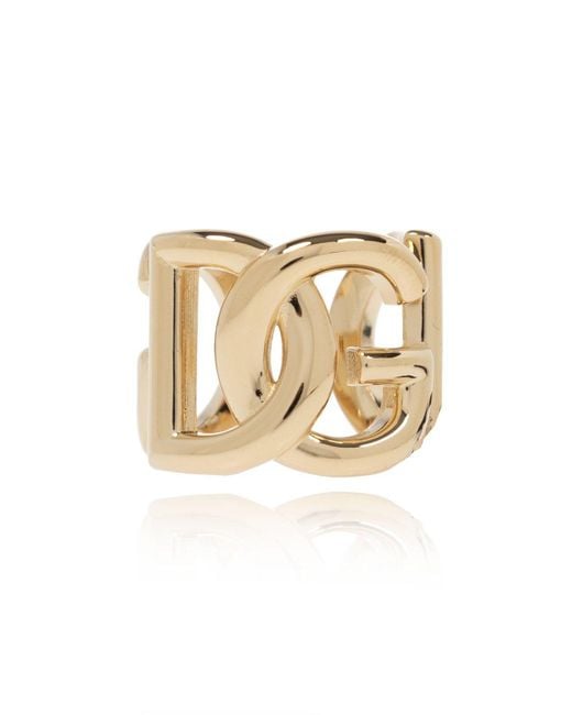 Dolce & Gabbana Natural Logo Plaque Engraved Ring