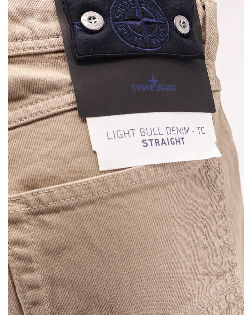 Stone Island Natural Denim Trousers With Logo Patch Cotton for men