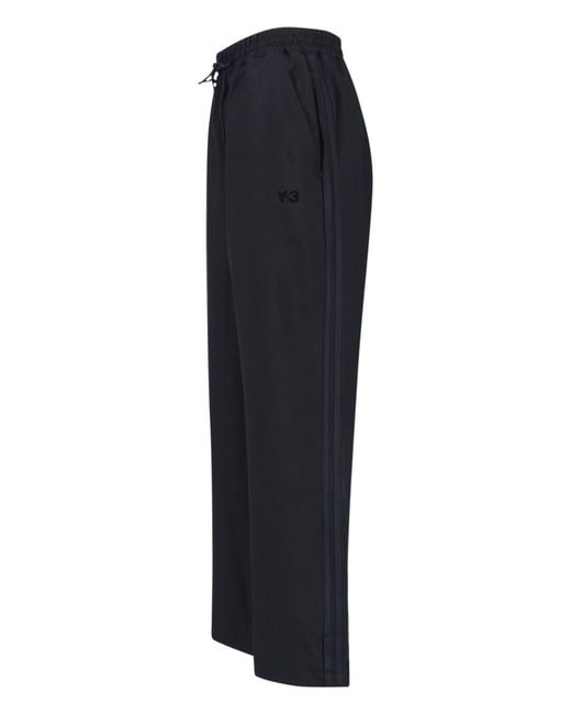 Y-3 Blue Straight Leg Pants With Elastic Waist And Drawstring Closure
