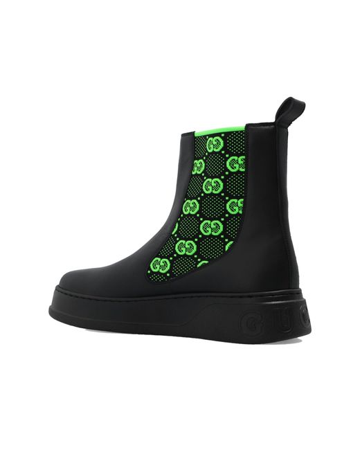 Gucci Green Gg Leather Boots for men
