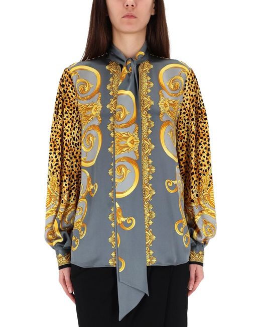 Versace Gray Silk Shirt