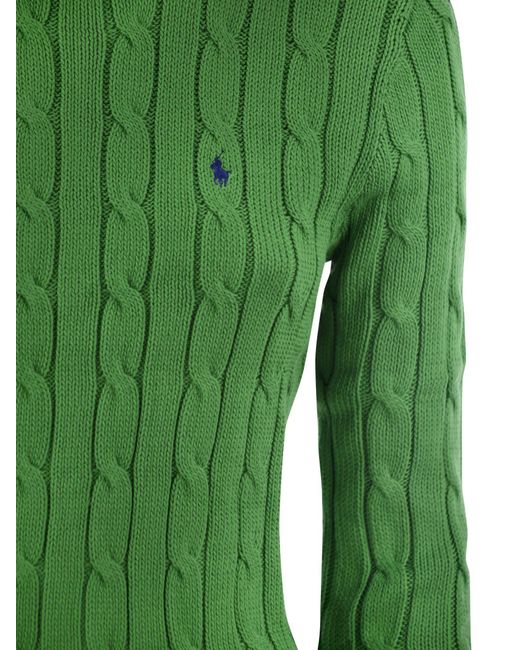 Polo Ralph Lauren Green Slim-Fit Cable Knit
